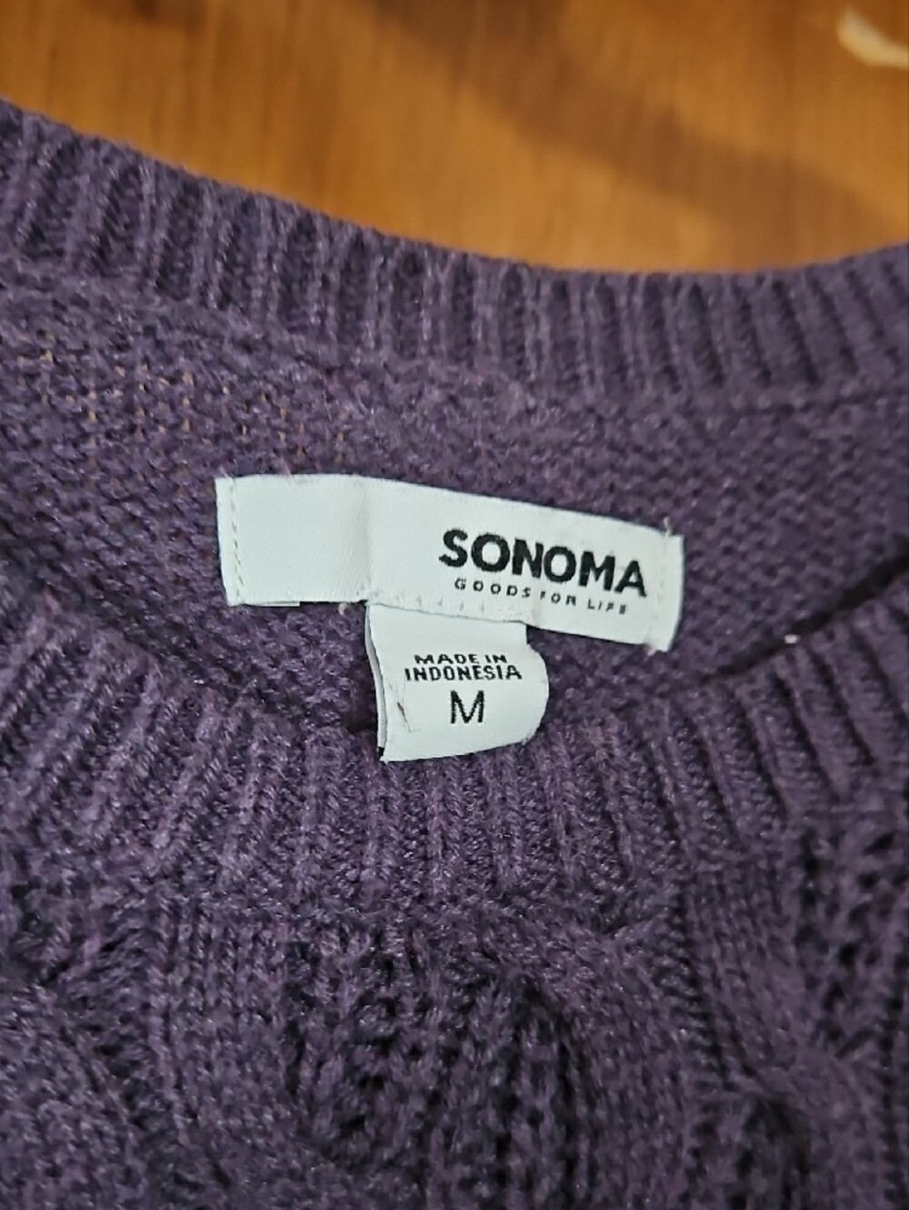 Sonoma Cable Knit Dark Plum Sweater Womens Medium